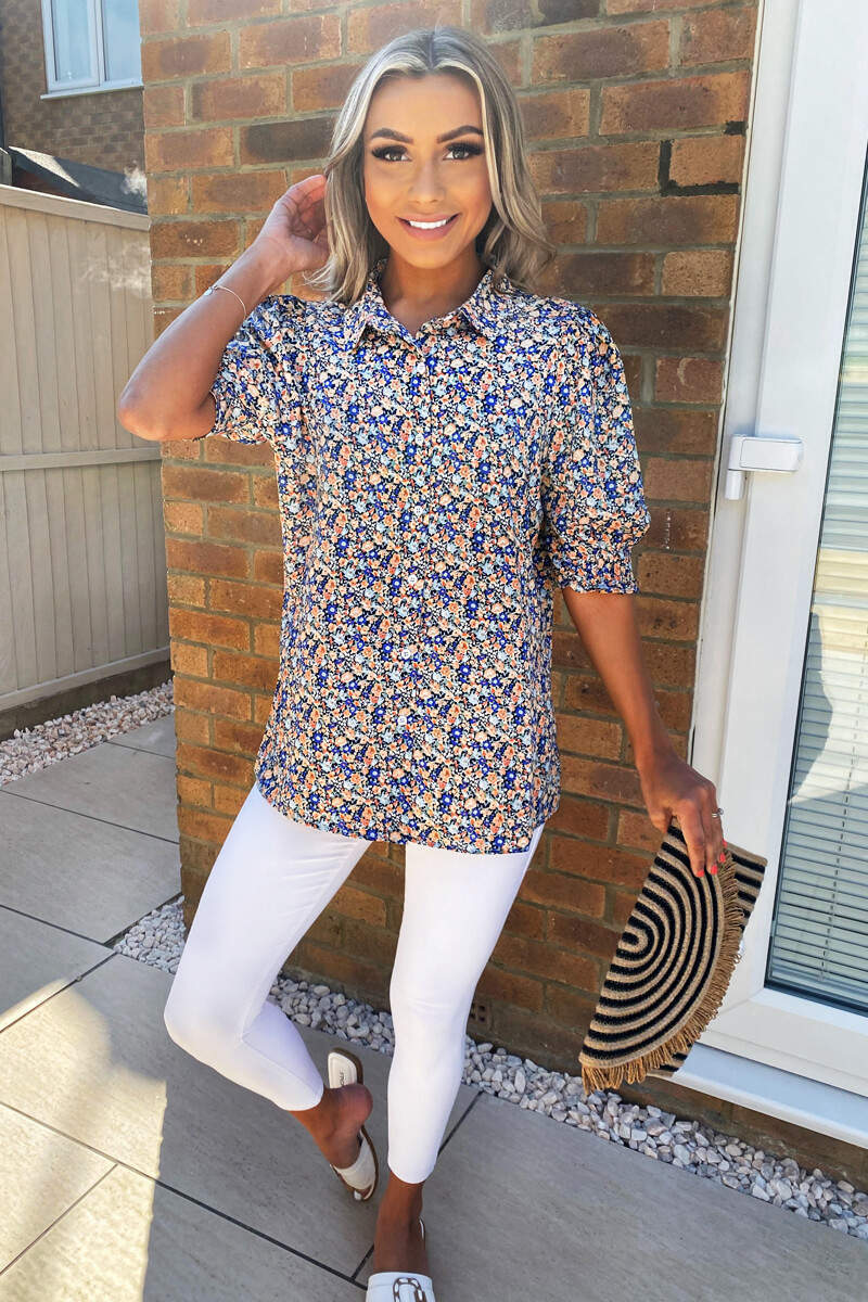 Multi Floral Short Sleeve Shirt