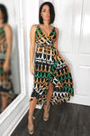 Green Abstract Printed Maxi Dress