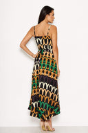 Green Abstract Printed Maxi Dress