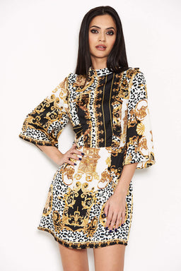 Multi Printed Frill Day Dress