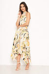 Multi Printed Halterneck Maxi Dress