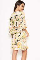 Multi Printed Wrap Over Dress