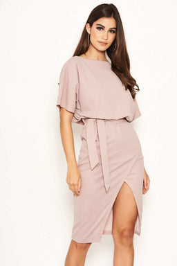 Mushroom Tie Waist Midi Dress