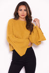 Mustard Flare Sleeve Knitted Jumper