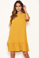 Mustard Frill Hem Shift Dress