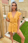 Mustard Wrap Belted Playsuit