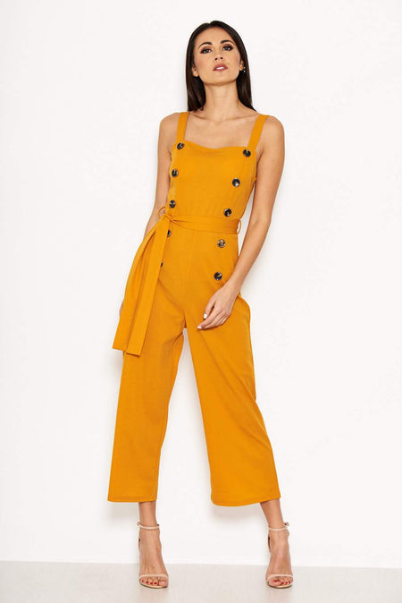 Mustard Button Front Detail Jumpsuit