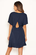 Navy Cross Over Back Dress