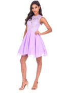 Lilac Lace Top Skater Dress