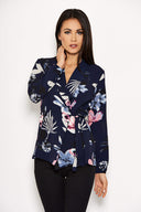 Navy Floral Wrap Top