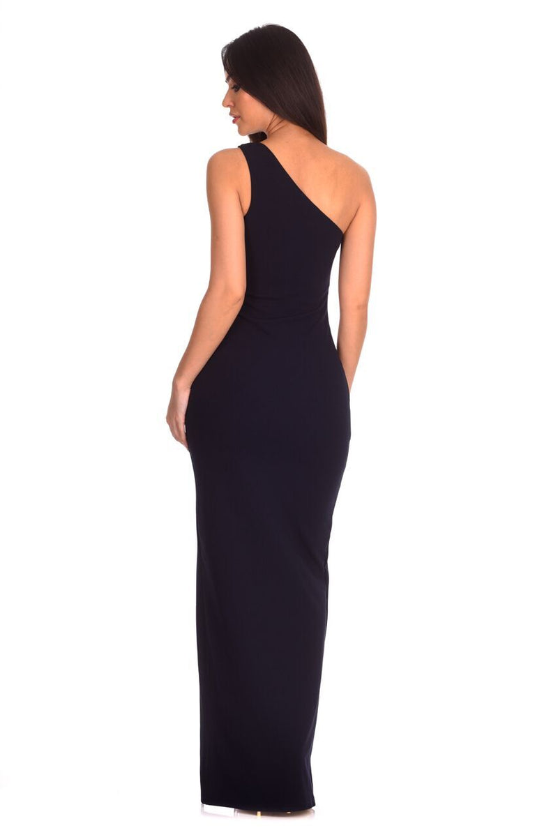 Navy Asymmetric Maxi Dress