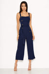 Navy Button Front Detail Jumpsuit