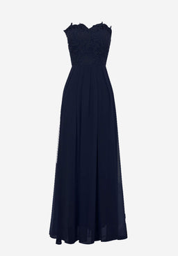 Navy Crochet Bandeau Top Maxi Dress