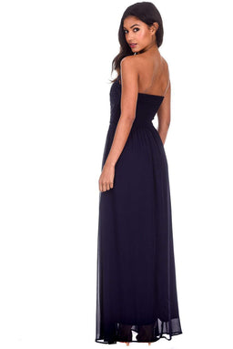 Navy Crochet Bandeau Top Maxi Dress