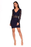 Navy Crochet Detailed Dress