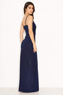 Navy Maxi Dress With Crochet Front