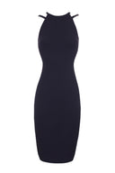 Navy Double Strap Midi Dress