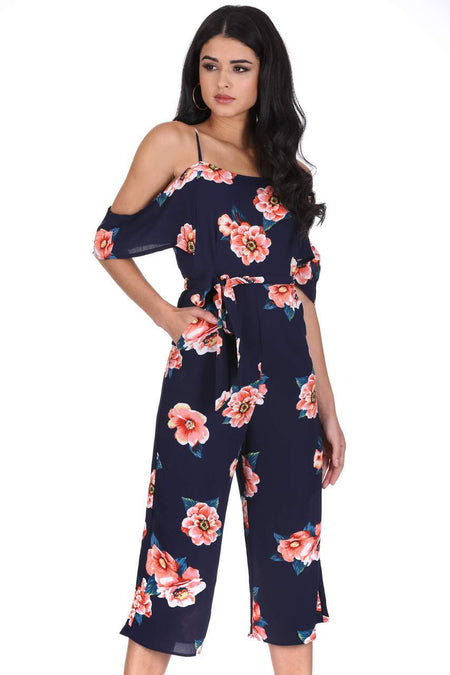Navy Floral Culotte Jumpsuit