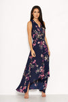 Navy Floral Dip Hem Dress