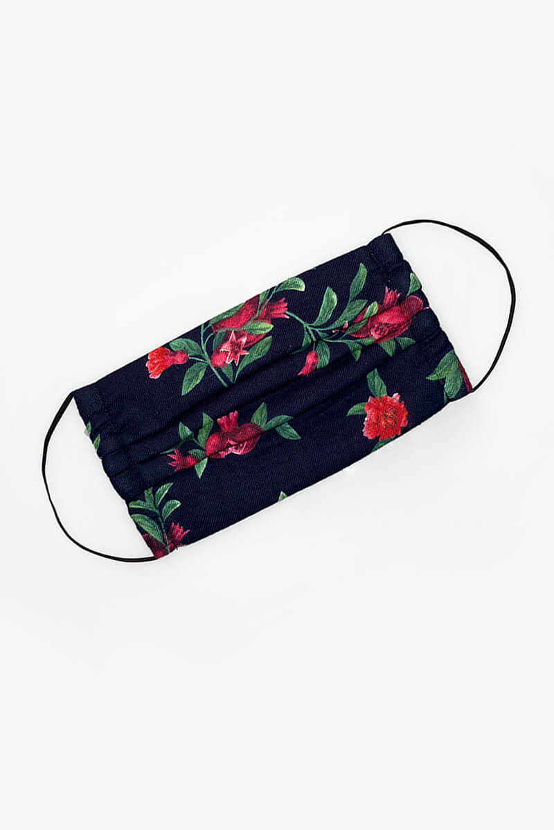 Navy Floral Face Covering