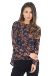 Navy Floral Frill Top