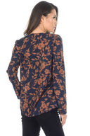 Navy Floral Frill Top