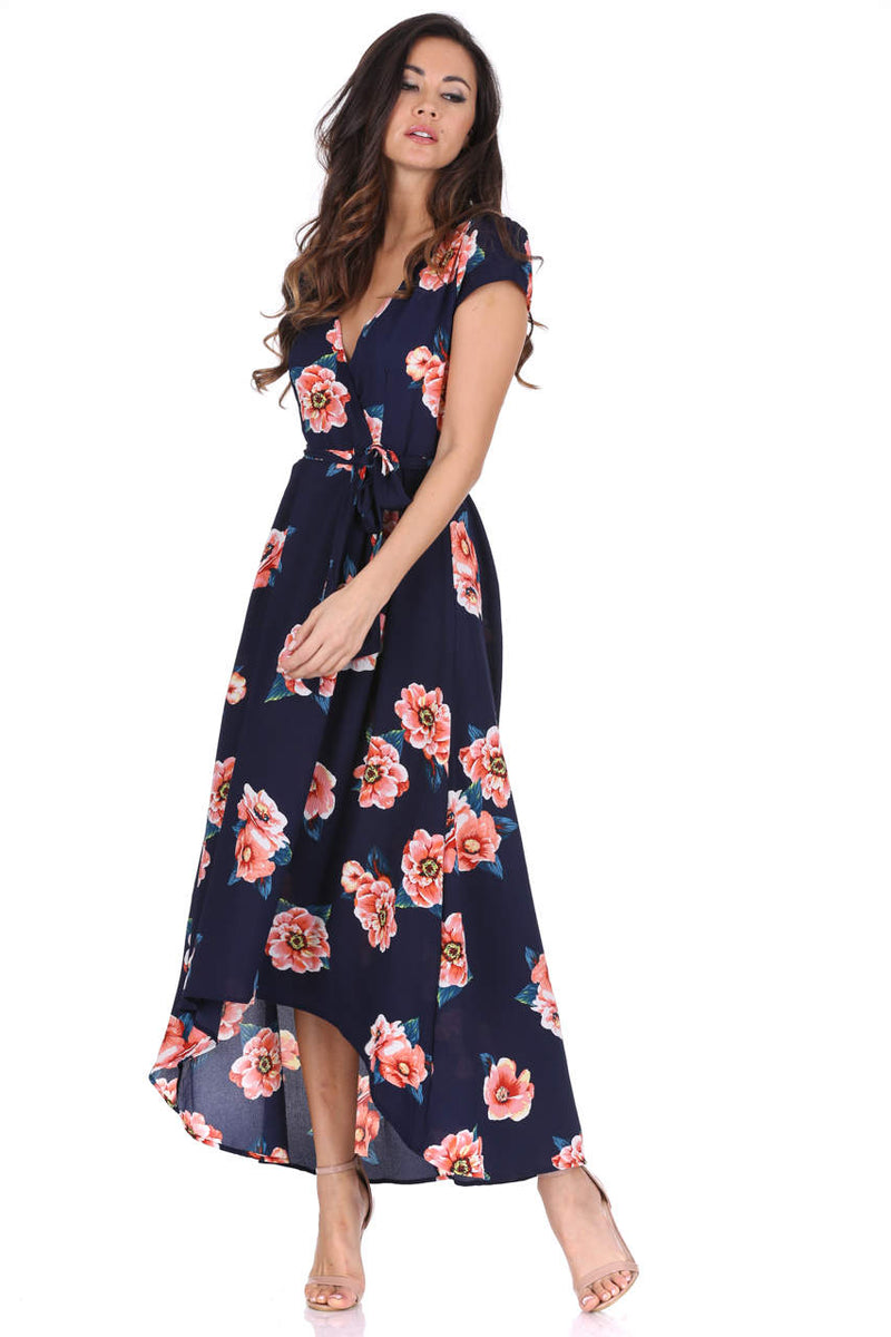 Navy Floral Print Dress