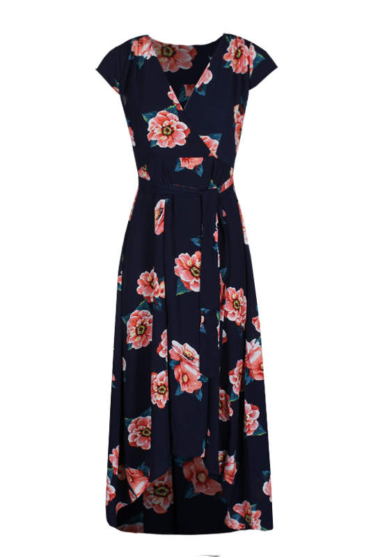 Navy Floral Print Dress