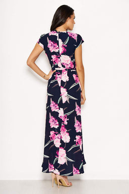 Navy Floral Tie-Waist Dress