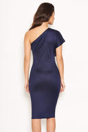 Navy Frill Front Bodycon Dress