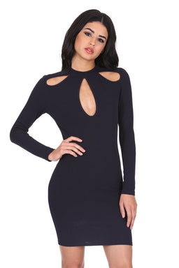 Navy Keyhole Detail Dress