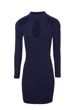 Navy Keyhole Detail Dress