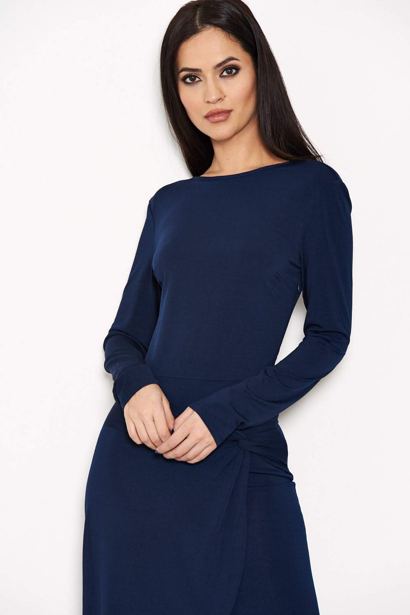 Navy Knot Front Bodycon Dress