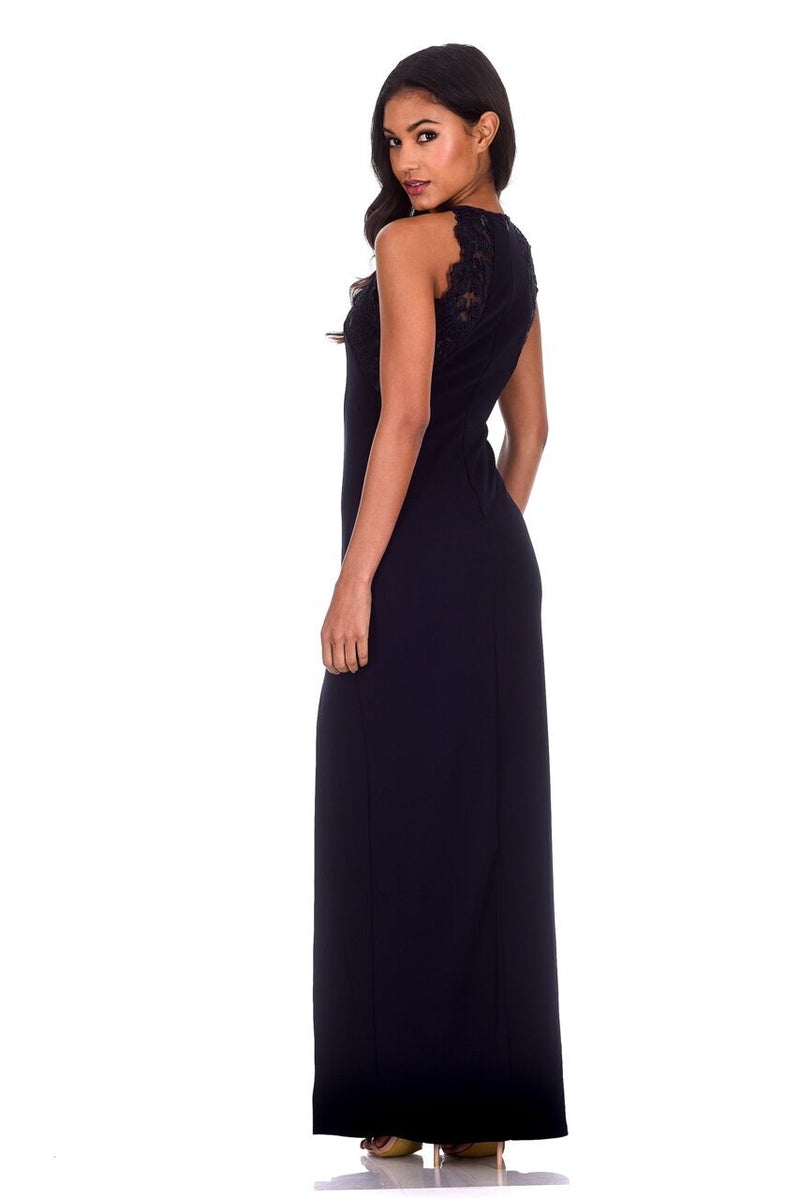 Navy Lace Detail Maxi Dress