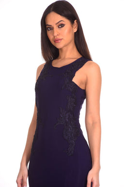 Navy Lace Detailing Maxi Dress