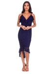 Navy Lace Fishtail Hem Bodycon Dress