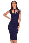 Navy Lace Harness Detailing Midi Dress