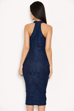 Navy Lace Wrap Dress