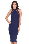 Navy Mesh Detail Bodycon Dress