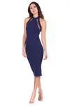 Navy Mesh Detail Bodycon Dress