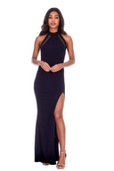 Navy Mesh Detailing Maxi Dress