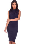 Navy Mesh Paneling Midi Dress