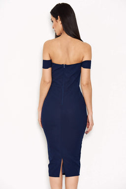 Navy Notch Button Front Dress