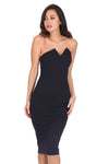 Navy Notch Front Bodycon Dress