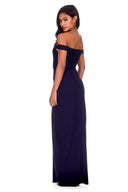 Navy Notch Front Off The Shoulder Maxi dress