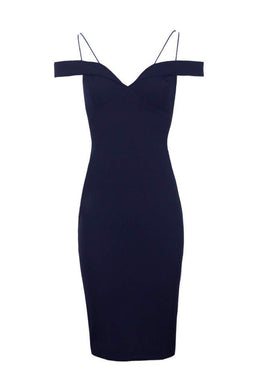 Navy Off The Shoulder Bodycon Dress