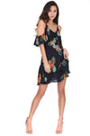 Navy Off The Shoulder Floral Dress