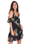 Navy Off The Shoulder Floral Dress