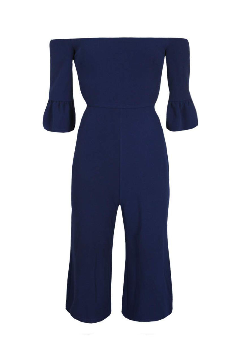 Navy Off The Shoulder Jumpsuit