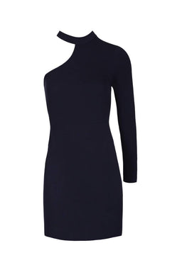 Navy One Sleeve Choker Bodycon Dress